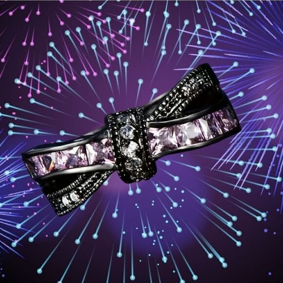 Gothic Style Ring Trendy X Shape Knot Design Inlaid Shining Zircons SIZE 10 - Picture 5 of 8